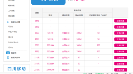 移动的流量套餐哪个便宜多少钱