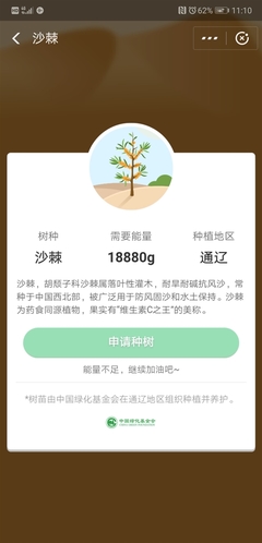 多少蚂蚁森林能量可以种真树