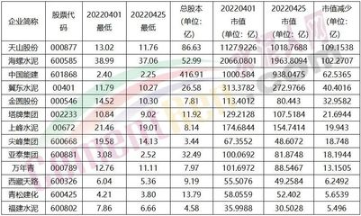 上市水泥公司市值多少